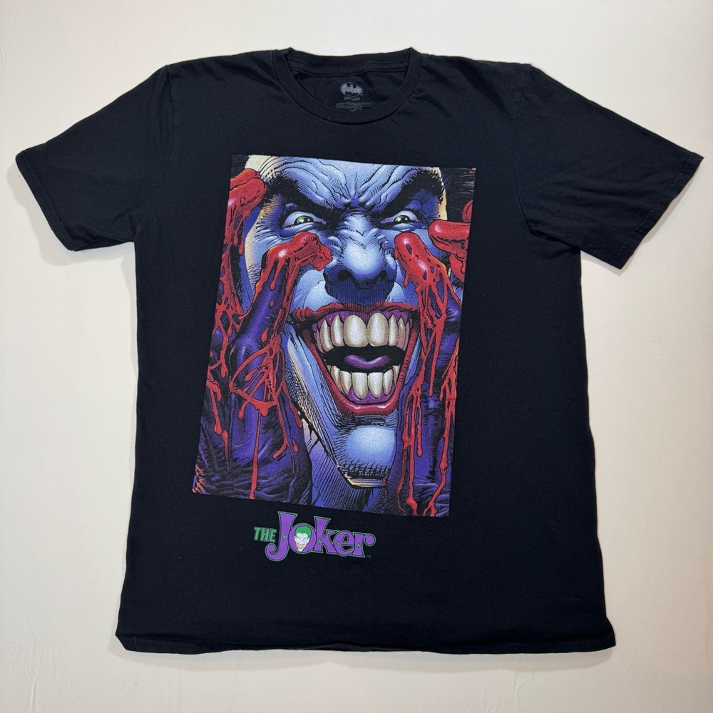 Batman DC Comics‎ The Joker T-Shirt Size M Black Graphic Tee Villain 100% Cotton